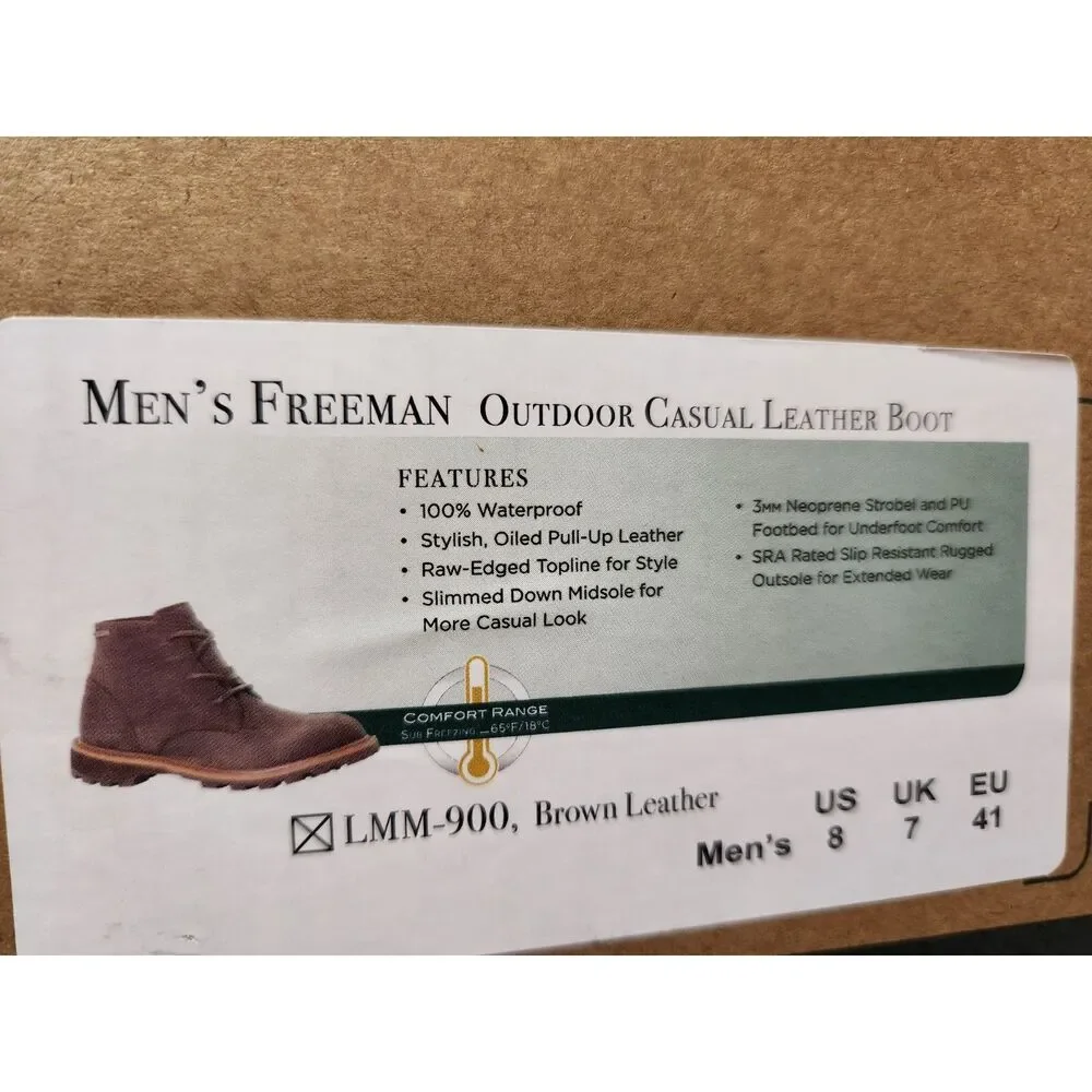 Muck Boot Men's Freeman Outdoor Casual Leather Boots Size 8 Brown